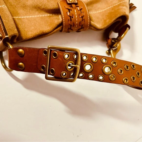 Coach Women s Rare Vintage Fringe Beige Suede Bag W Brass Findings #10401 - Picture 10 of 16